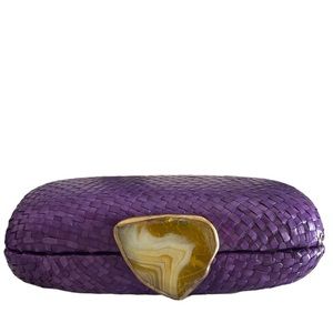 Kayu- Purple Woven & Geod Clutch Purse with Chain